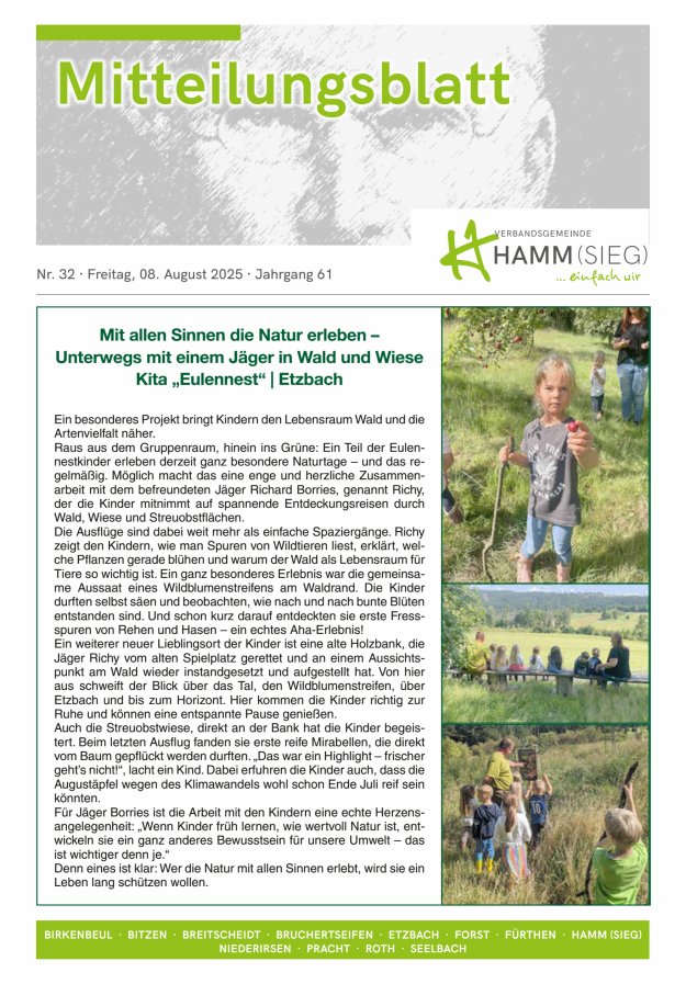 Mitteilungsblatt Hamm (Sieg) Titelblatt 32/2025