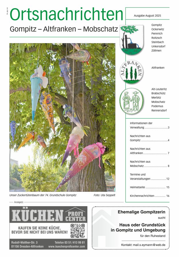 Ortsnachrichten Gompitz - Altfranken - Mobschatz Titelblatt 07/2025