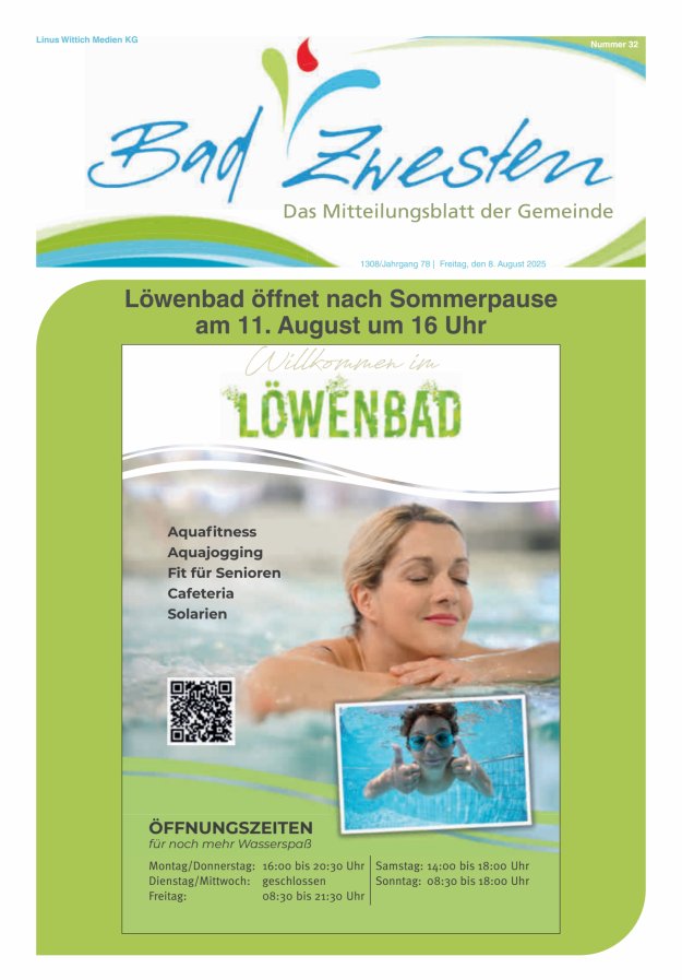 Heimatzeitung Bad Zwesten Titelblatt 32/2025