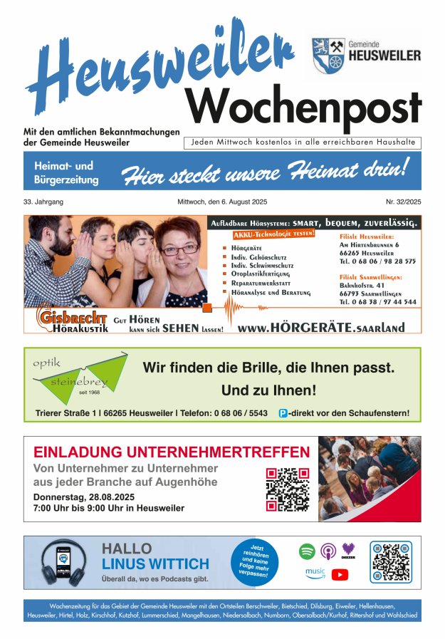 Heusweiler Wochenpost Titelblatt 32/2025
