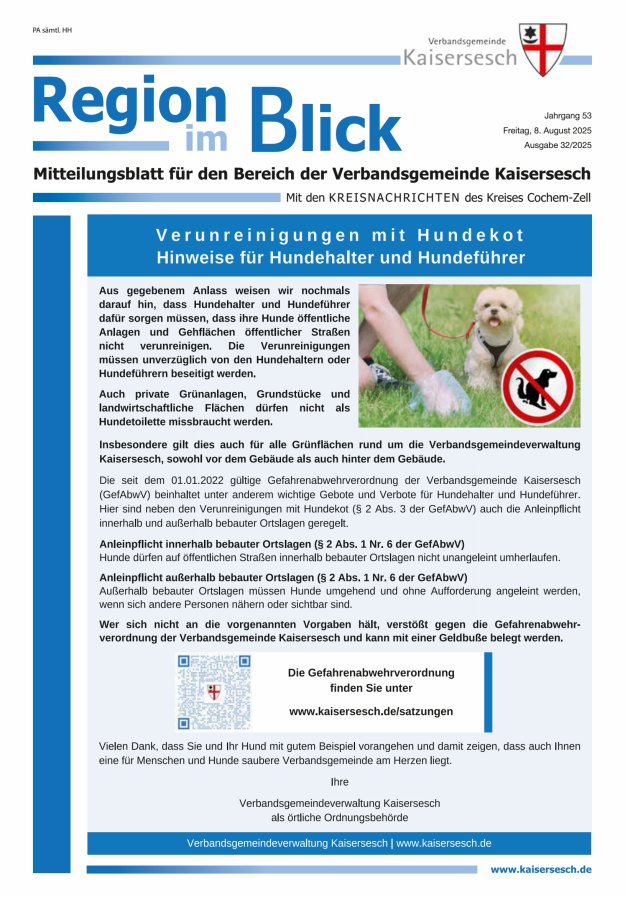 Region im Blick VG Kaisersesch Titelblatt 32/2025