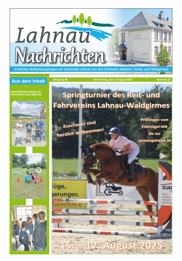 Lahnau Nachrichten Titelblatt 32/2025