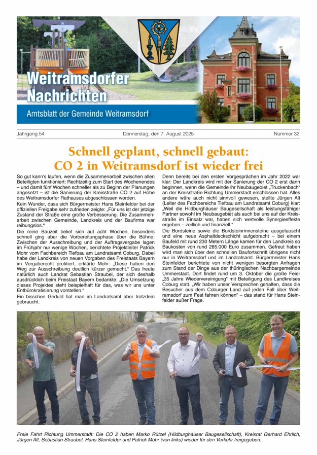 Weitramsdorfer Nachrichten Titelblatt 32/2025