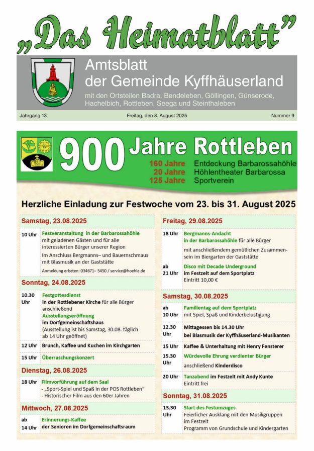 Das Heimatblatt Titelblatt 09/2025