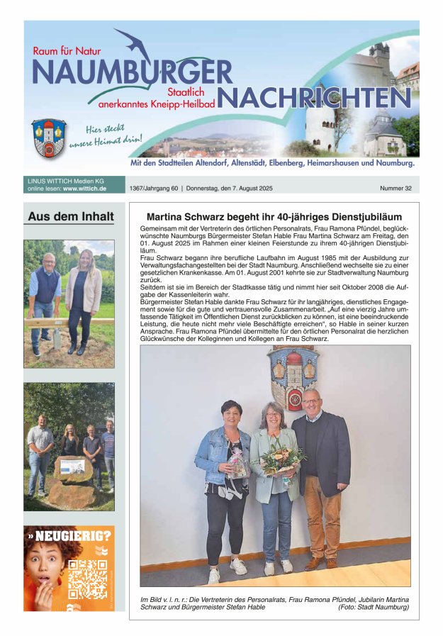 Naumburger Nachrichten Titelblatt 32/2025