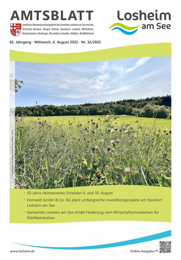 Amtliches Bekanntmachungsblatt der Gemeinde Losheim am See Titelblatt 32/2025