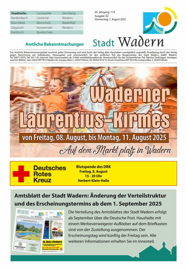 Stadt Wadern Titelblatt 32/2025