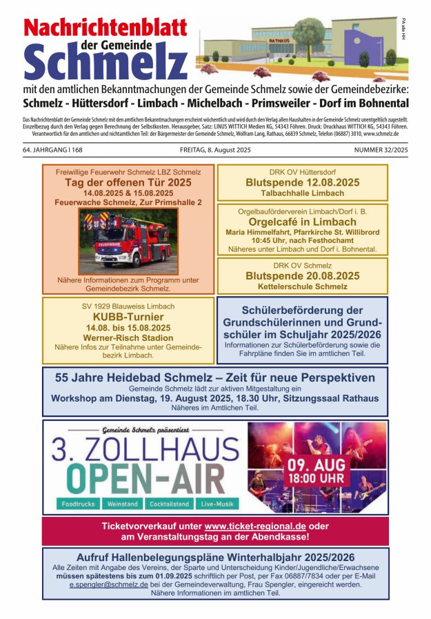 Nachrichtenblatt Schmelz Titelblatt 32/2025