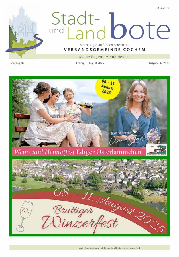 Stadt- und Landbote VG Cochem Titelblatt 32/2025