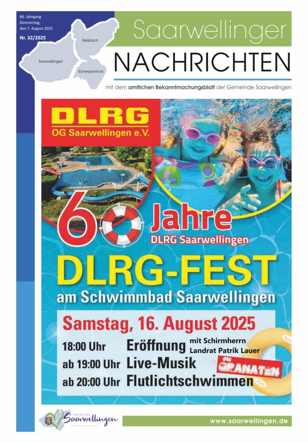 Saarwellinger Nachrichten Titelblatt 32/2025