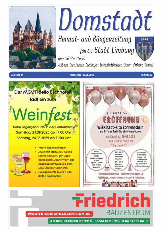 Domstadt - Heimat- und Bürgerzeitung für die Stadt Limburg Titelblatt 32/2025