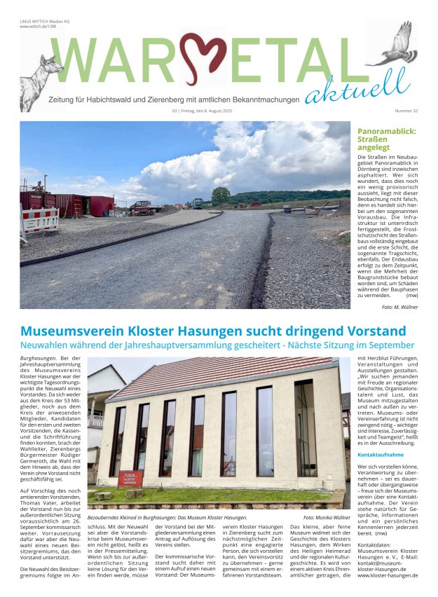 Warmetal aktuell (Habichtswald + Zierenberg) Titelblatt 32/2025