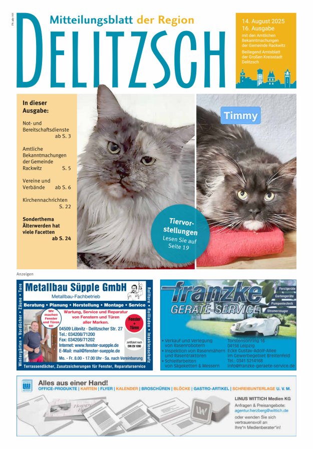 Mitteilungsblatt der Region Delitzsch Titelblatt 16/2025