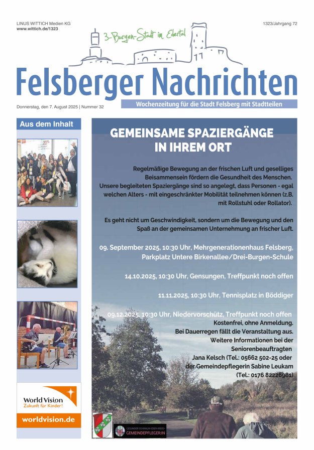 Felsberger Nachrichten Titelblatt 32/2025