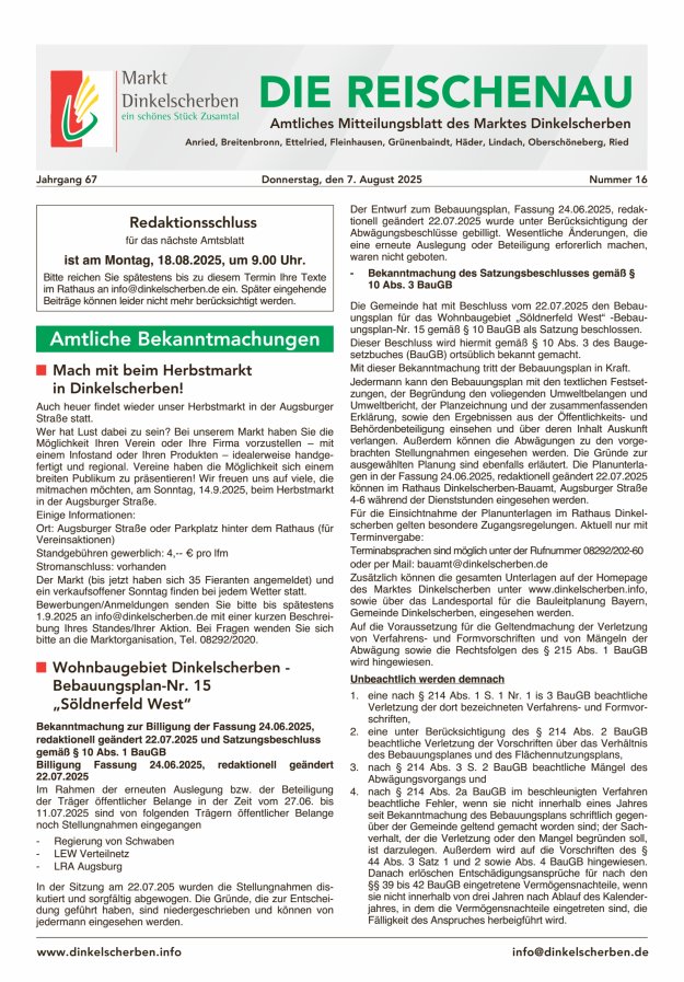 Die Reischenau Titelblatt 16/2025