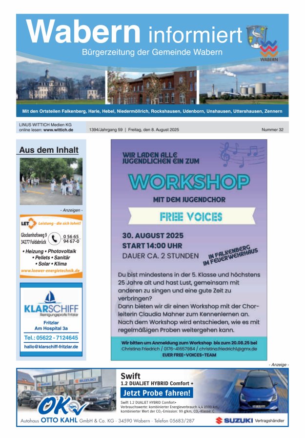 Wabern informiert Titelblatt 32/2025