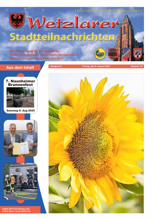 Wetzlarer Stadtteilnachrichten Titelblatt 32/2025