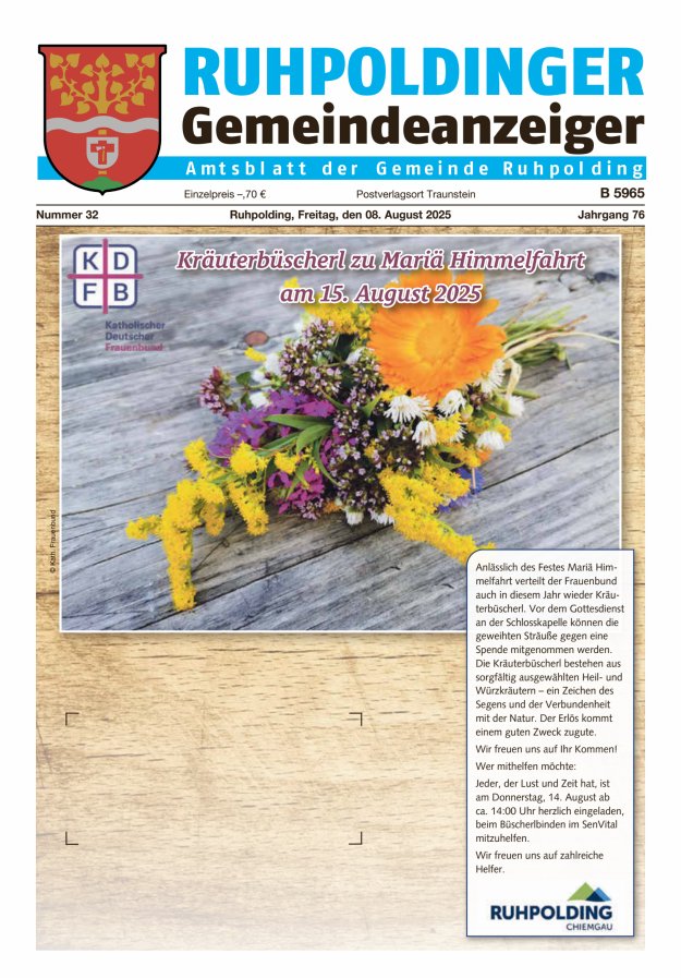 Ruhpoldinger Gemeindeanzeiger Titelblatt 32/2025