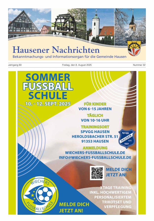 Hausener Nachrichten Titelblatt 32/2025