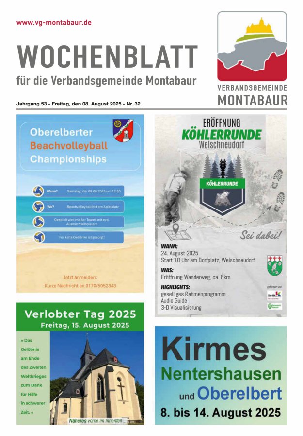 Wochenblatt der Verbandsgemeinde Montabaur Titelblatt 32/2025
