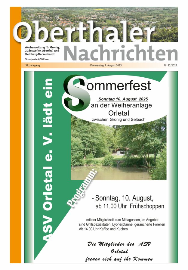 Oberthaler Nachrichten Titelblatt 32/2025