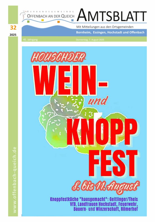Amtsblatt VG Offenbach an der Queich Titelblatt 32/2025