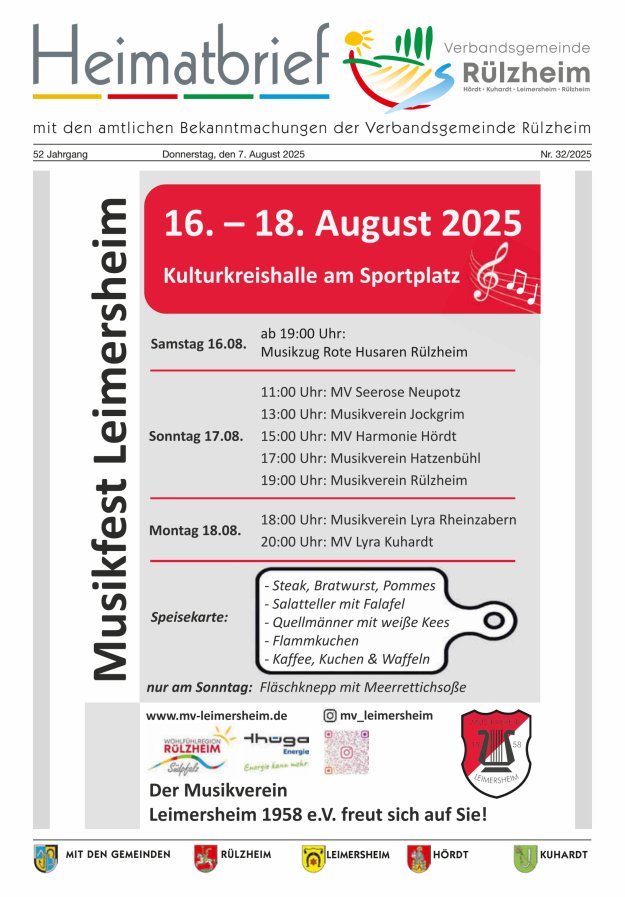 Heimatbrief VG Rülzheim Titelblatt 32/2025