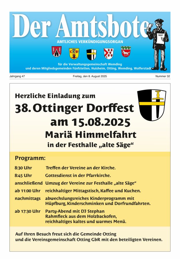 Der Amtsbote - Wemding Verwaltungsgemeinschaft Titelblatt 32/2025