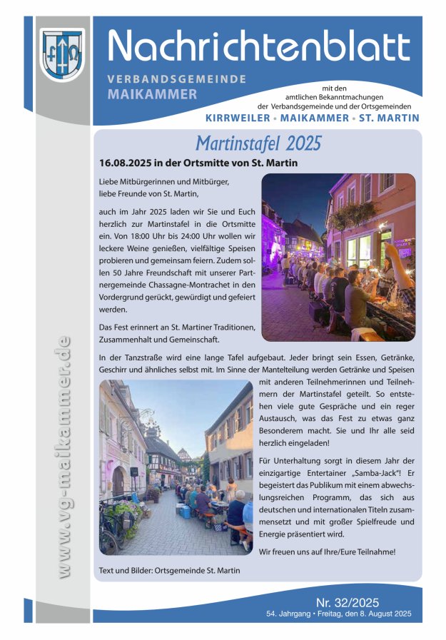 Nachrichtenblatt VG Maikammer Titelblatt 32/2025