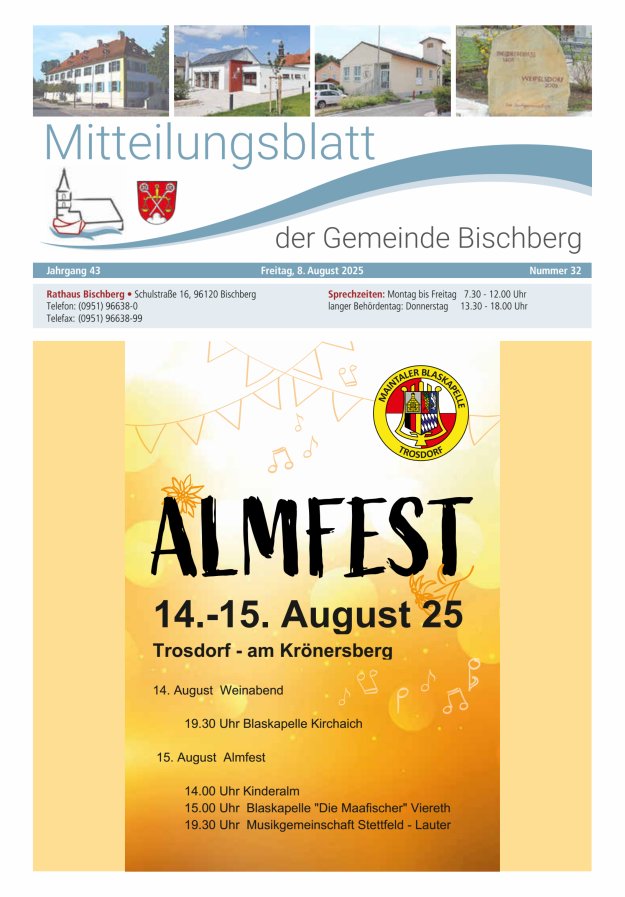 Mitteilungsblatt der Gemeinde Bischberg Titelblatt 32/2025