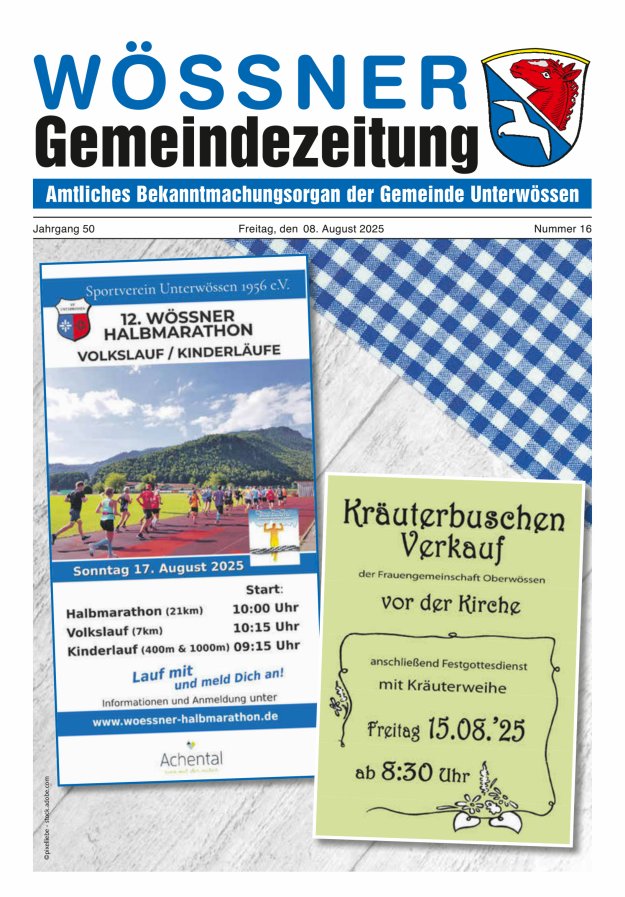 Wössner Gemeindezeitung Amtliches Bekanntmachungsorgan der Gemeinde Unterwössen Titelblatt 16/2025
