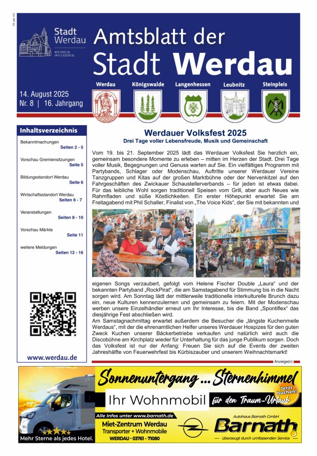 Amtsblatt der Stadt Werdau Titelblatt 08/2025