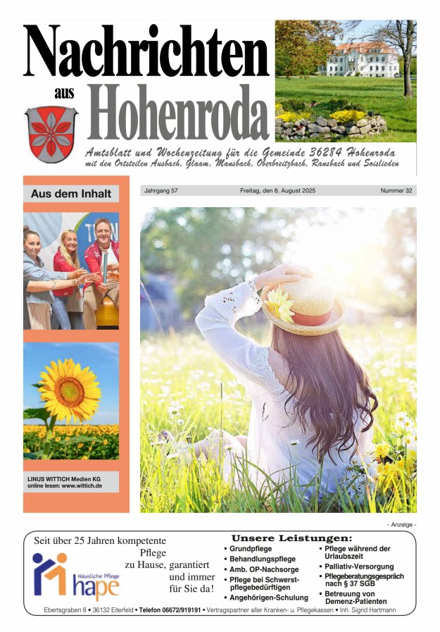 Nachrichten aus Hohenroda Titelblatt 32/2025