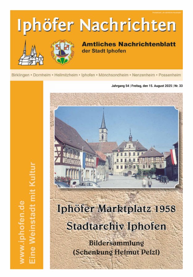 Iphöfer Nachrichten Titelblatt 33/2025