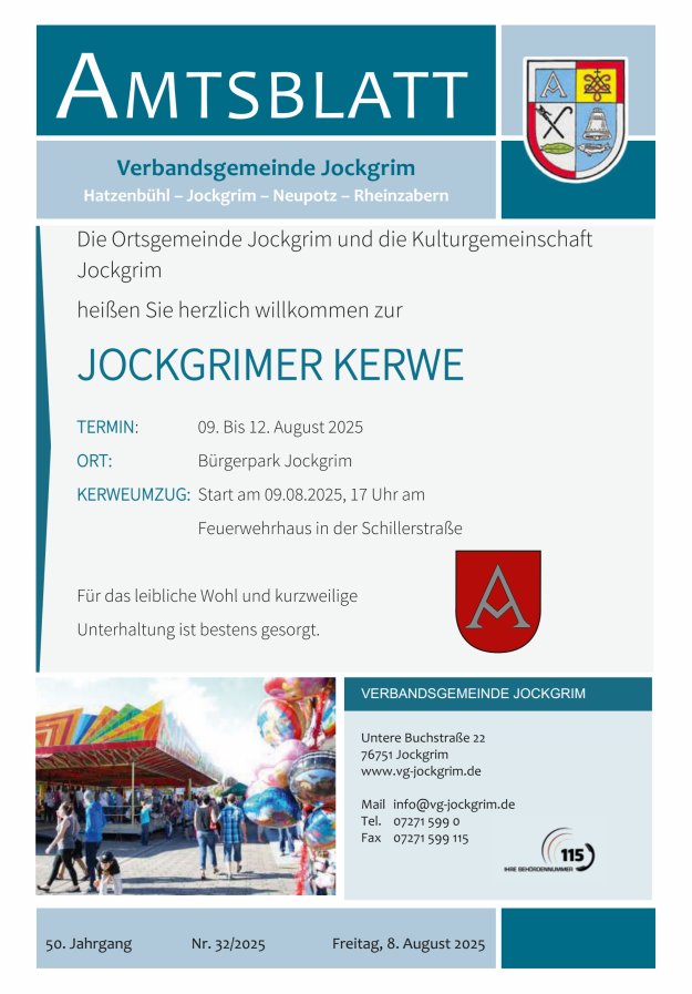 Amtsblatt VG Jockgrim Titelblatt 32/2025