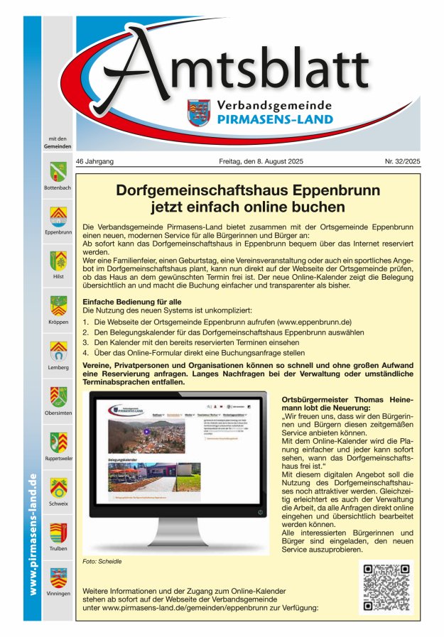 Amtsblatt VG Pirmasens-Land Titelblatt 32/2025