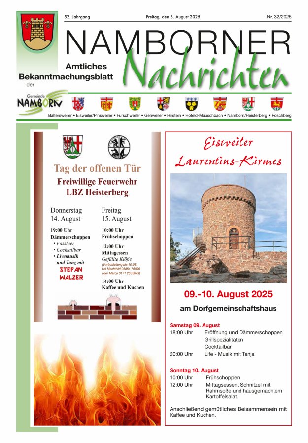 Namborner Nachrichten Titelblatt 32/2025