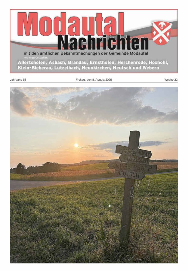 Modautal-Nachrichten Titelblatt 32/2025