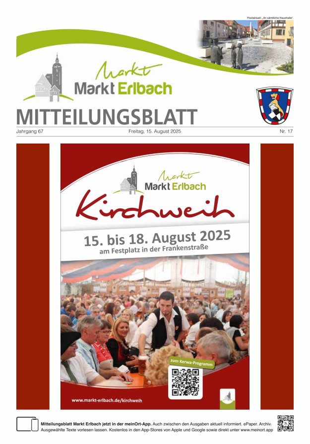 Mitteilungsblatt Markt Erlbach Titelblatt 17/2025