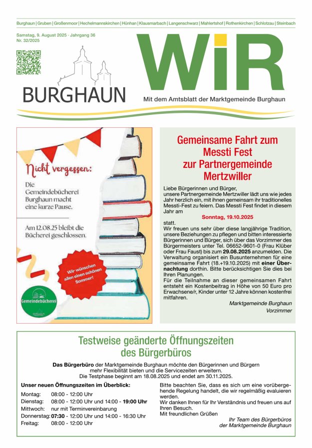 WIR - mit Amtsblatt der Marktgemeinde Burghaun Titelblatt 32/2025