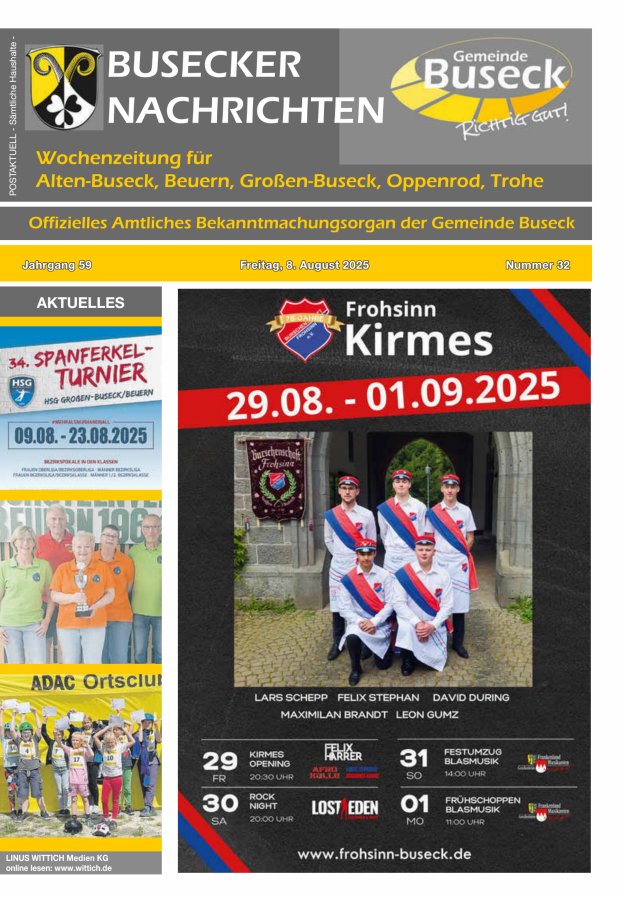 Busecker Nachrichten Titelblatt 32/2025