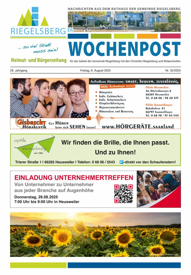 Riegelsberger Wochenpost Titelblatt 32/2025