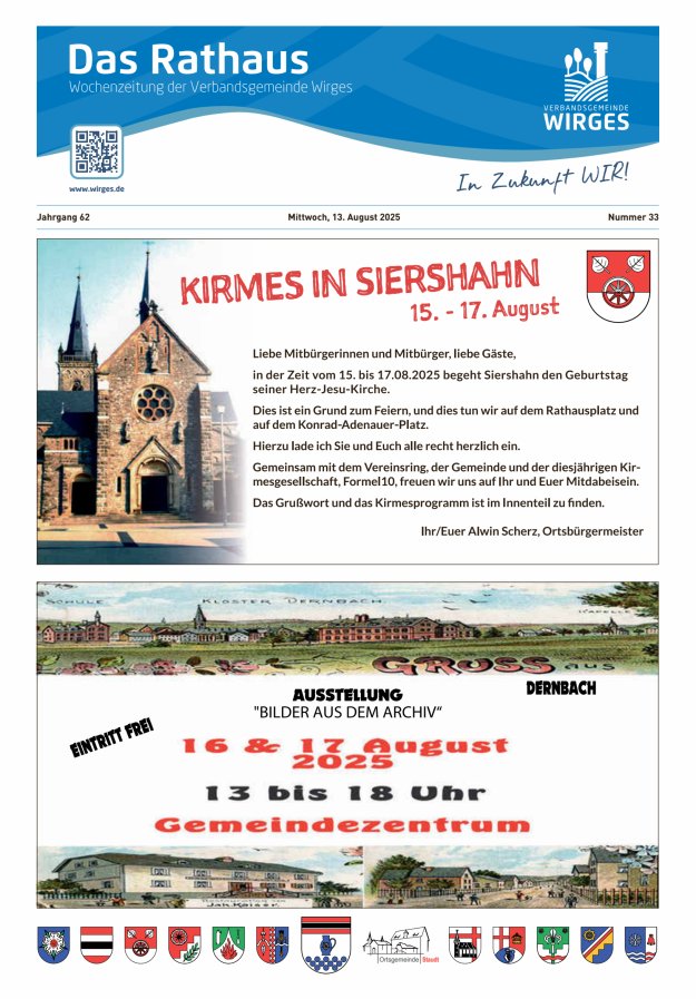 Das Rathaus - Informationen für die Bürger in der VG Wirges Titelblatt 33/2025