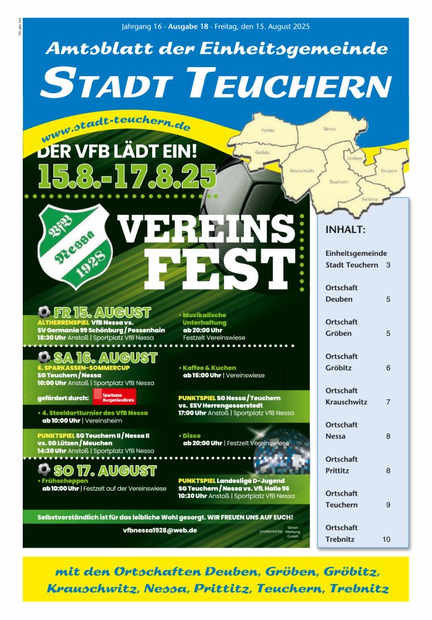 Amtsblatt der Einheitsgemeinde Stadt Teuchern Titelblatt 18/2025
