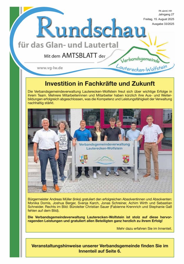 Rundschau für das Glan- und Lautertal Titelblatt 33/2025