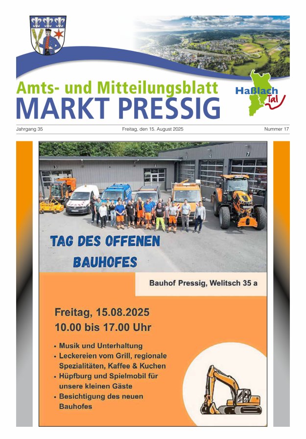 Amtsblatt für den Markt Pressig mit den Gemeindeteilen Titelblatt 17/2025