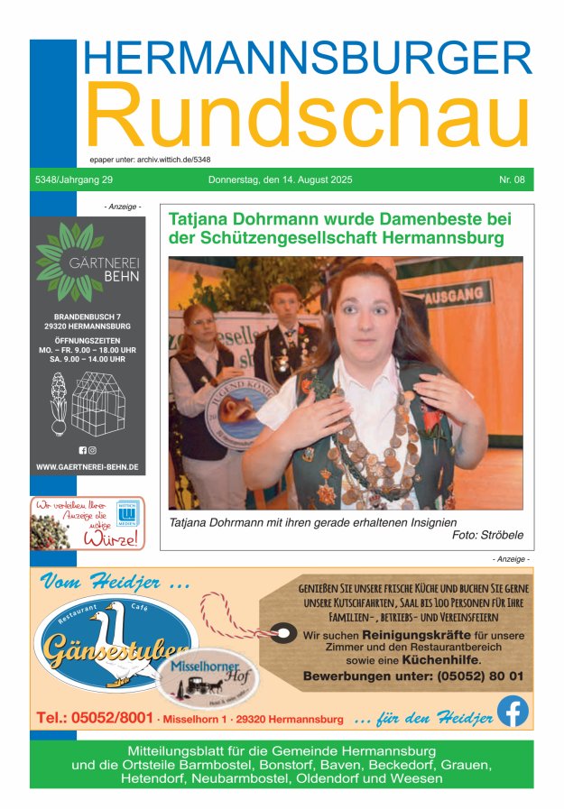 Hermannsburger Rundschau Titelblatt 08/2025