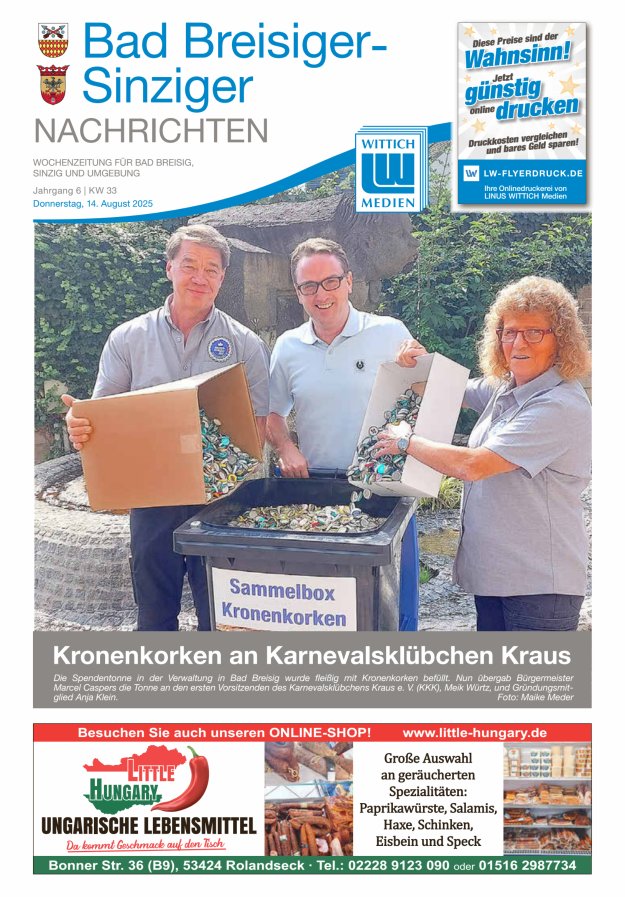 Bad Breisiger-Sinziger Nachrichten Titelblatt 33/2025
