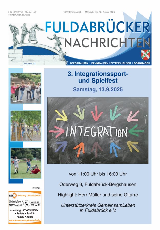 Fuldabrücker Nachrichten Titelblatt 33/2025