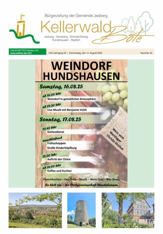 Kellerwaldbote - Bürgerzeitung der Gemeinde Jesberg Titelblatt 33/2025